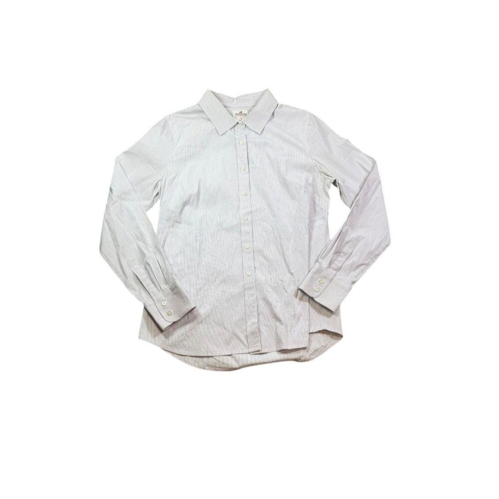 J Crew Button Up Shirt Womens Size Medium Haberdashery Poplin Long Sleeve Light